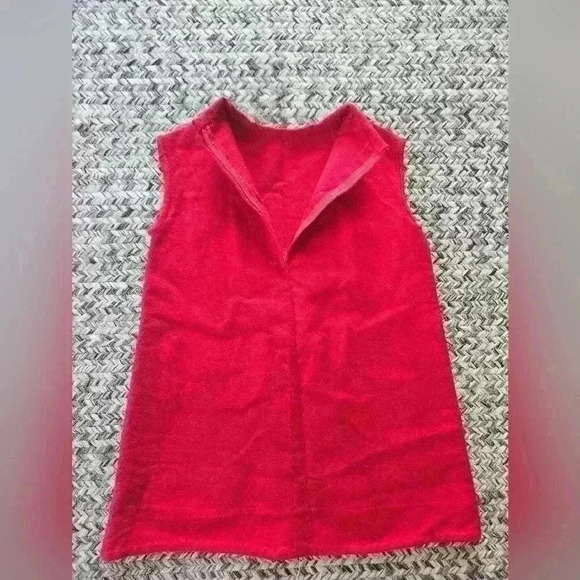 Hand‎ Crafted Red Velour Velvet Vintage Little Girls Sleeveless Dress - Picture 5 of 5